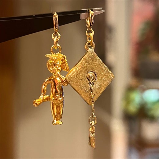 Vintage Monet Graduation Charms Gold Tone Graduate Boy Cap Tassel Signed Pair - Etsy