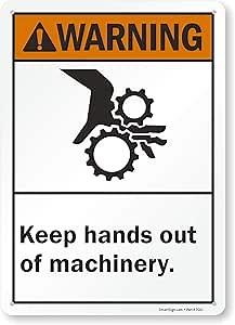 SmartSign "Warning - Keep Hands Out Of Machinery" Sign | 10" x 14" Aluminum