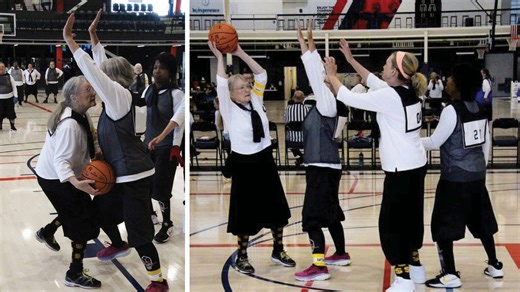 Granny Basketball League playing 1920s-style game in Visalia