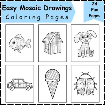 Easy Mosaic Coloring Pages | Fun Mosaic Drawings Activity for Kids