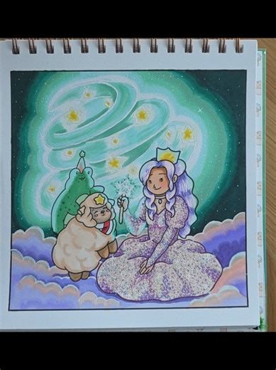 Princess Hannah brings Toby and Lucy to her magical portal! ✨️ I love this coloring/story book combo by @glitterinacuppublishing 💕🎉 #talesoflucythesheep #parati #colortok #fyp #cozycoloringbook