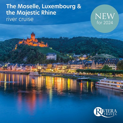 Introducing our new 11-day luxury river cruise! Discover iconic sights and hidden gems, from the majestic city of Luxembourg to the medieval town of Bernkastel. Take advantage of the free Superior drinks package worth £570pp, when you book for 2024. | Riviera Travel