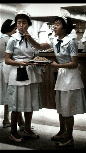 昭和30年代の有楽町そごうのウエイトレスをAIカラー化