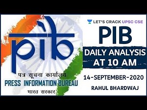 14-September-2020 | Daily PIB Analysis | UPSC CSE/IAS 2020/2021 | Rahul Bhardwaj