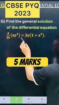 Q) Find the general solution of the differential equation 𝐝/𝐝𝐱 (𝐱𝐲^𝟐 )=𝟐𝐲(𝟏+𝐱^𝟐 ). #cbse