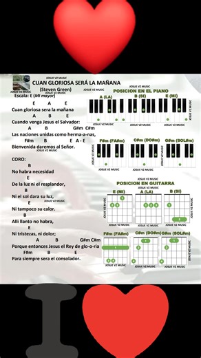 Cuan gloriosa será la mañana (Steven Green) acordes Básicos de piano y guitarra #acordes #piano #adoracioncristiana #fblifestyle | JOSUÉ VZ MUSIC