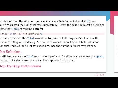How to Add a Total Row to the Top of a DataFrame in Pandas