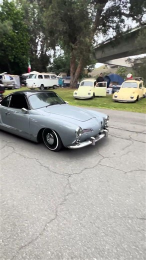 good looking VW Karmann Ghia at featherly car show! #vw #vwbug #campout #carshow