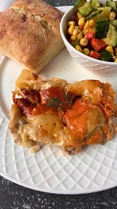 Recipe ➡️ https://thelazyslowcooker.com/slow-cooker-chicken-reuben-casserole/ 🥰 Slow Cooker Chicken Reuben Casserole - juicy chicken pieces, sauerkraut, dressing and melted cheese. Delicious and easy!! | The Lazy Slow Cooker
