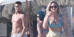 Shirtless Rob Gronkowski Hits the Beach in Cabo with Girlfriend Camille Kostek