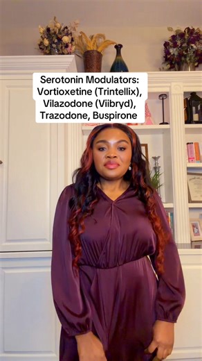 Vortioxetine (Trintellix): MDD cognitive symptoms • Vilazodone (Viibryd): MDD anxious distress • Trazodone (Desyrel): MDD insomnia • Buspirone (Buspar): GAD; Augmentation for partial SSRI response in anxiety DISCLAIMER Educational content only. Not medical advice. Always individualize treatment, assess contraindications, review drug interactions, and follow FDA labeling and current US guidelines. #PMHNP #psychiatrist #psychiatry #physicians #PhysicianAssistant #antidepressants #DepressionAndAnxi
