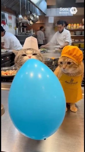 Cat Blowing Balloon that grows bigger and bigger #catshorts #balloon #catvideos