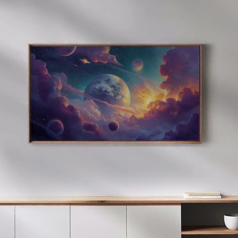 Psychedelic Cosmic Dreamscape Frame TV Art - Surreal Vibrant Planet Design, Moody Cloudscape, Starry Nebula, Digital Download 1382 - Etsy