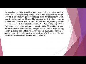 The Role of Experiential Learning and Engineering Design Process in K 12 Stem Education IJEP 2020 84
