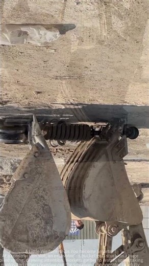 Excavator Struggles with a Massive Spring—Workers Gather to Watch!
