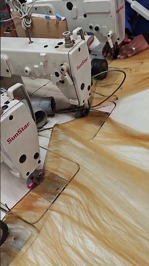 How to make a synthetic wig using three-piece sewing machine.wig manufacturing process. #wigs