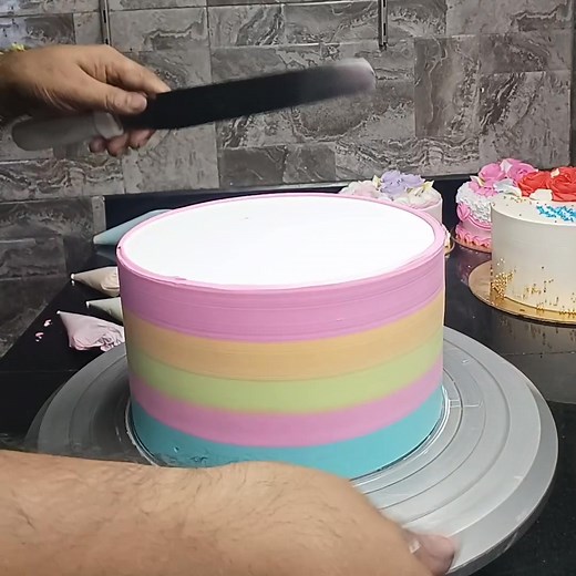 #BEAUTIFUL SIMPLE #RAINBOW THEME CAKE DESIGN #SHORTS VIDEO #BIRTHDAY CAKE DESIGN | Santanu Birthday Cake Design