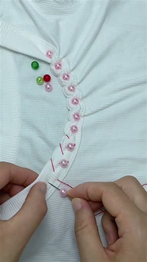 Impossibly perfect pearl beading #satisfying #needlework #diy