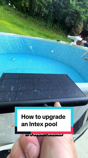 Intex Pool Upgrade – Backyard Glow-Up I took my daughter’s $100 Intex pool and turned it into a fully-loaded backyard paradise 💦💡🎶 What started as a simple inflatable setup is now one of the coolest DIY summer builds we’ve done: ✅ Vevor sand filter for crystal clear water ✅ 3/4 HP pump for proper circulation ✅ Intex saltwater generator — just 1 bag of salt keeps the water balanced all season ✅ LED waterfall dual solar-powered fountains = resort vibes ✅ Over-the-side LED and solar rope lights 