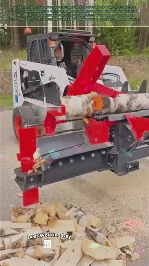 Couper du bois en bois de chauffage à l'aide d'une chargeuse compacte Bobcat
