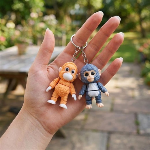 Viral Punch Monkey Keychain, 3D Printed Baby Monkey With Plush Toy, Monkey Keyring, Orangutan Mom, Emotional Gift for Animal Lovers - Etsy
