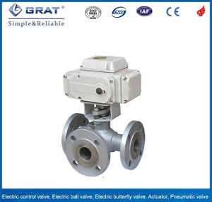 [Hot Item] 180 Degree Turn 3 Way Flange Type Stainless Steel Ball Valve