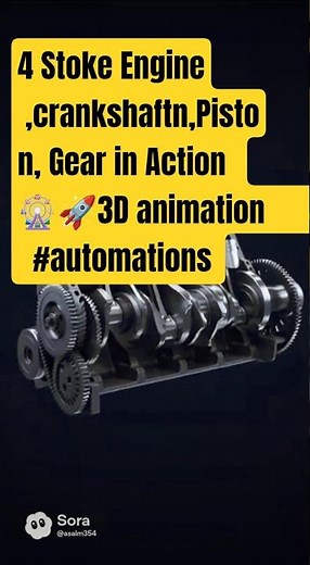 Inside a 4-Stroke Engine Animation of Pistons, Crankshaft & Gears in Action! #automobile#shorts#car