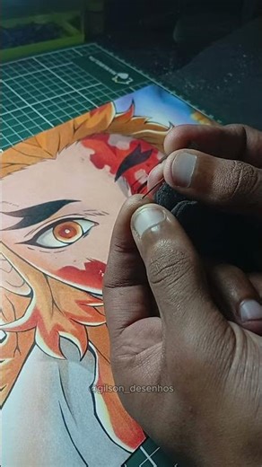 Drawing Rengoku \ blood | Gilson Desenhos #drawing #art #desenho #artist #shorts #rengoku #pencil