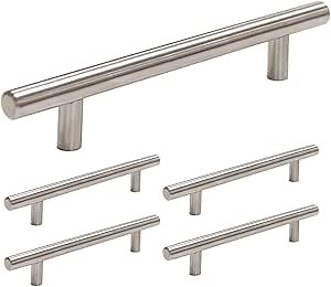 homdiy Cabinet Handles Brushed Nickel Cabinet Pulls - HD201SN Modern Drawer Handles Stainless Steel Cabinet Hardware 4-1/2in Hole Centers Kitchen Cabinet Handles Cupboard Handles
