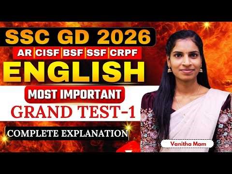 📚 SSC GD 2026 UPDATED GRAND TEST 1 – ENGLISH QUESTIONS WITH EXPLANATION 🔥