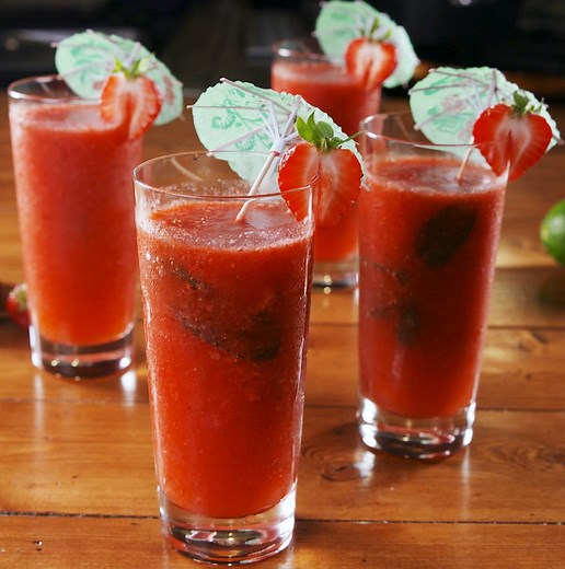 Frozen Strawberry Mojitos are JUST what your summer needed. Full recipe: http://dlsh.it/mJa5FAB | Delish
