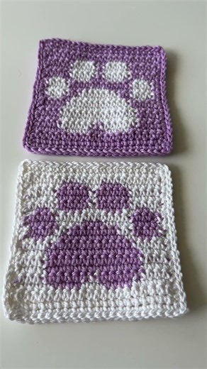 🐾 Cute Paw Print Square! Easy Crochet #shorts