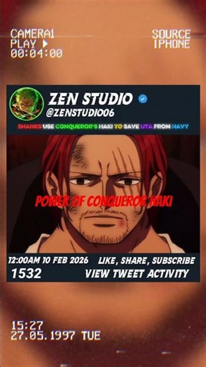 SHANKS USE CONQUEROR'S HAKI TO SAVE UTA FROM NAVY 🥶 #shorts #anime #onepiece