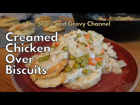 “Help! I need a budget meal that tastes good!” Try this homemade creamed chicken over biscuits.