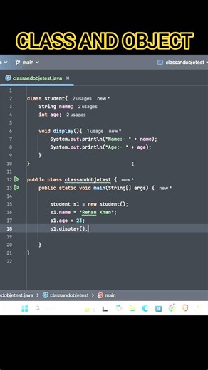 Class And Object #coding #learnwithrehan #programminglanguage #javaprogramming #javacode #program