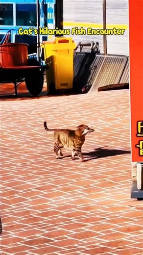 "Cat's Hilarious Fish Encounter! 🐱🐟"