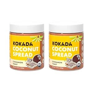 Kokada Coconut Spread, Cinnamon Toast (11oz Jars, Pack of 2 Jars) - Peanut Free, School Safe Snack, Organic Ingredients, Vegan, Gluten Free Spread, Peanut Butter, Sunflower Seed & Cookie Butter Alternative