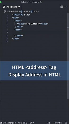 Display Address in HTML, address Tag | HTML Tutorial for Beginners #html #htmlcsstutorial
