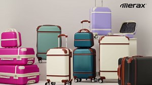 Merax Luggage Set 2 Piece Suitcase Set with Cosmetic Case Expandable Spinner Wheels Vintage Luggage Sets(Blue Green,20"+24")