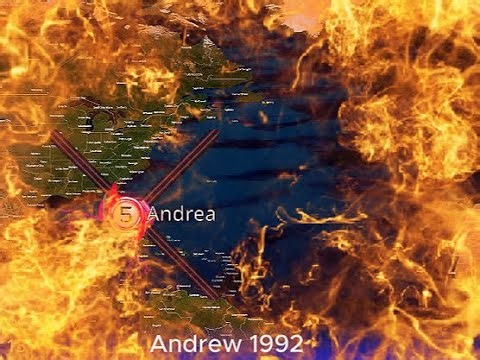 The track of Hurricane Andrew 1992