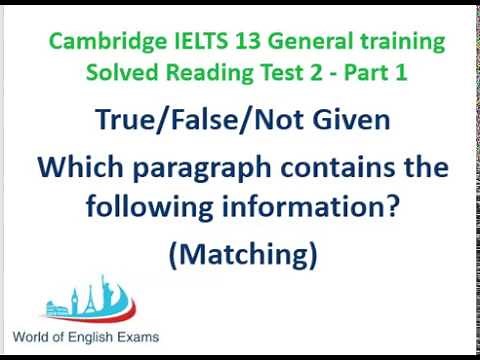 Cambridge IELTS 13 General Training Reading Test 2 (True false Not Given) (Matching the information)