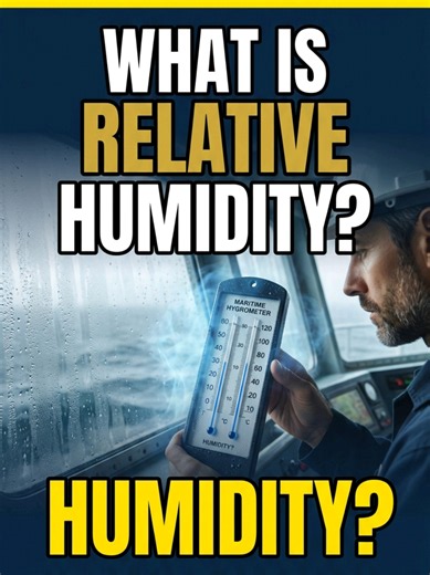 WHAT IS RELATIVE HUMIDITY? 💧 Every Deck & Engine examiner asks this - don't get confused! 👉 RELATIVE HUMIDITY (RH): It's the percentage (%) of water vapour ACTUALLY present in the air compared to the MAXIMUM amount the air can hold at that same temperature. Formula: RH = (Actual Vapour / Max Capacity) x 100% If RH = 100% = Air is fully saturated = Fog, dew, sweat will form! If RH = 50% = Air holds only half of what it can hold. Why is it critical at sea? FOR DECK: High RH = Cargo sweat & ship 