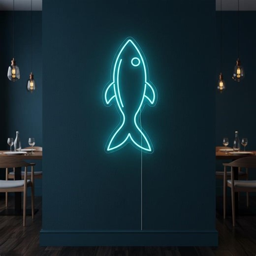 Fish Neon Sign Seafood Restaurant LED Wall Art Fishing Kitchen Ocean Style Decor - Etsy