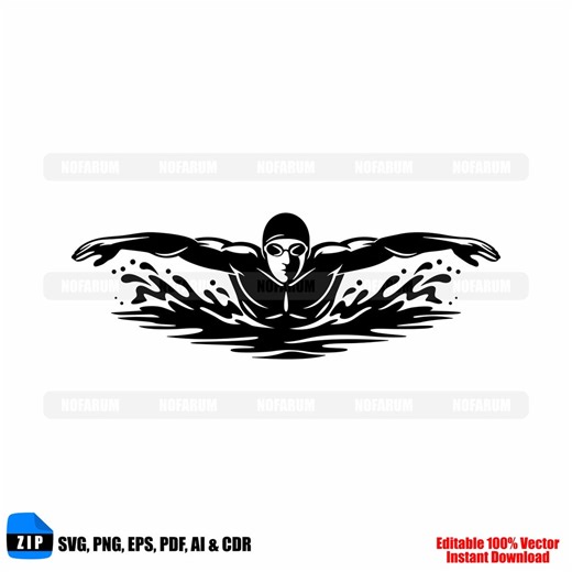 Swimming Athlete SVG Swimmer Silhouette Sport Cricut Vector Download File - Etsy