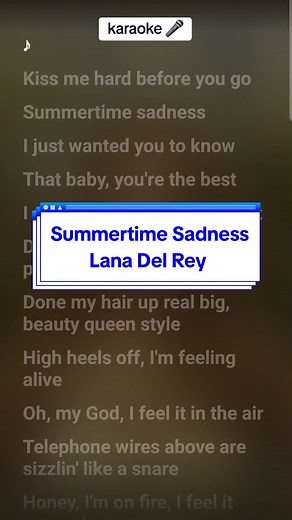 Karaoke English Song Summertime Sadness by Lana Del Rey