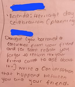 Agenda: Heritage day celebration (planning)Dialogue: You borr... | Filo