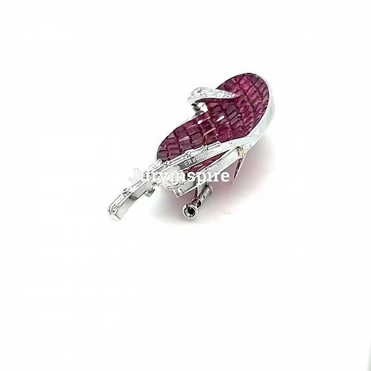 Invisibly Set 22.5ctw Asscher Cut Ruby Brooch