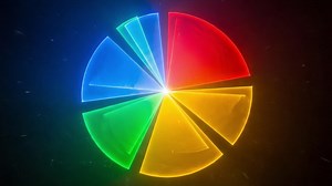 A Vibrant Color Wheel with Intersecting Segments Displaying Dynamic Shifts from Blue to Red, Highlighting the Rich Diversity and Symmetry of Light Spectrums | Premium Stock Video Footage