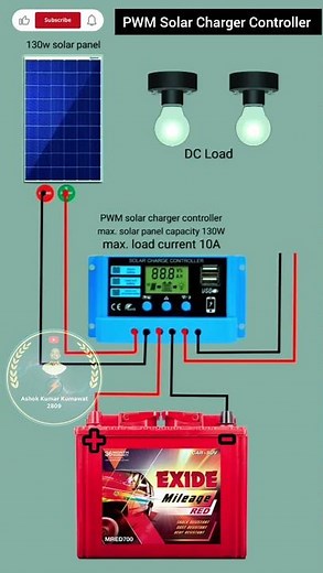 Solar Panel Charge Controller Wiring Connection #electrical #electrician