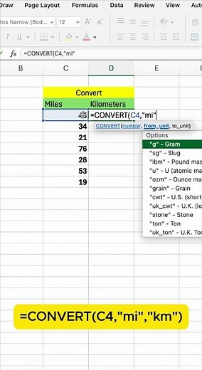 Convert Miles to KM in Excel in Seconds! 🚗📊 #excel